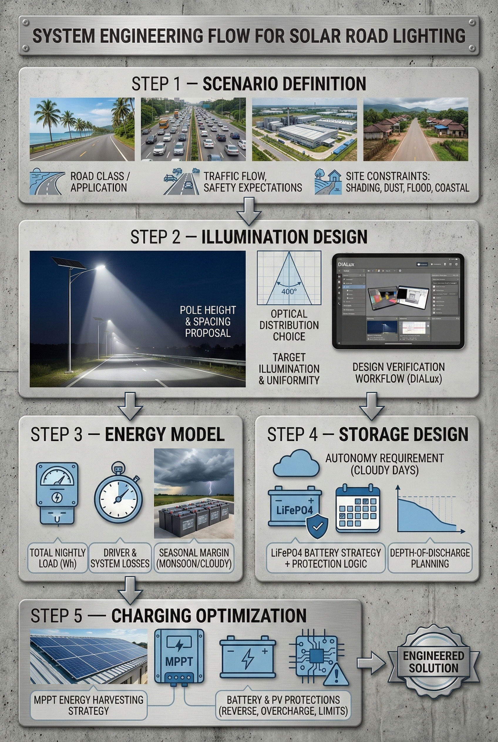 system engineering flow for solar road lighting