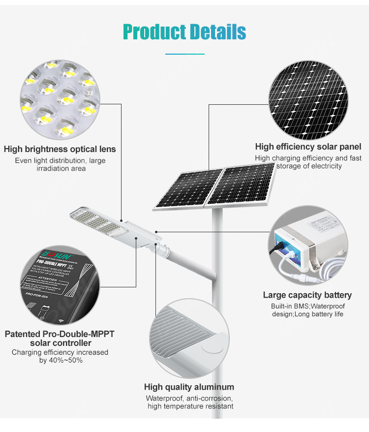BOSUN split type solar street lamp