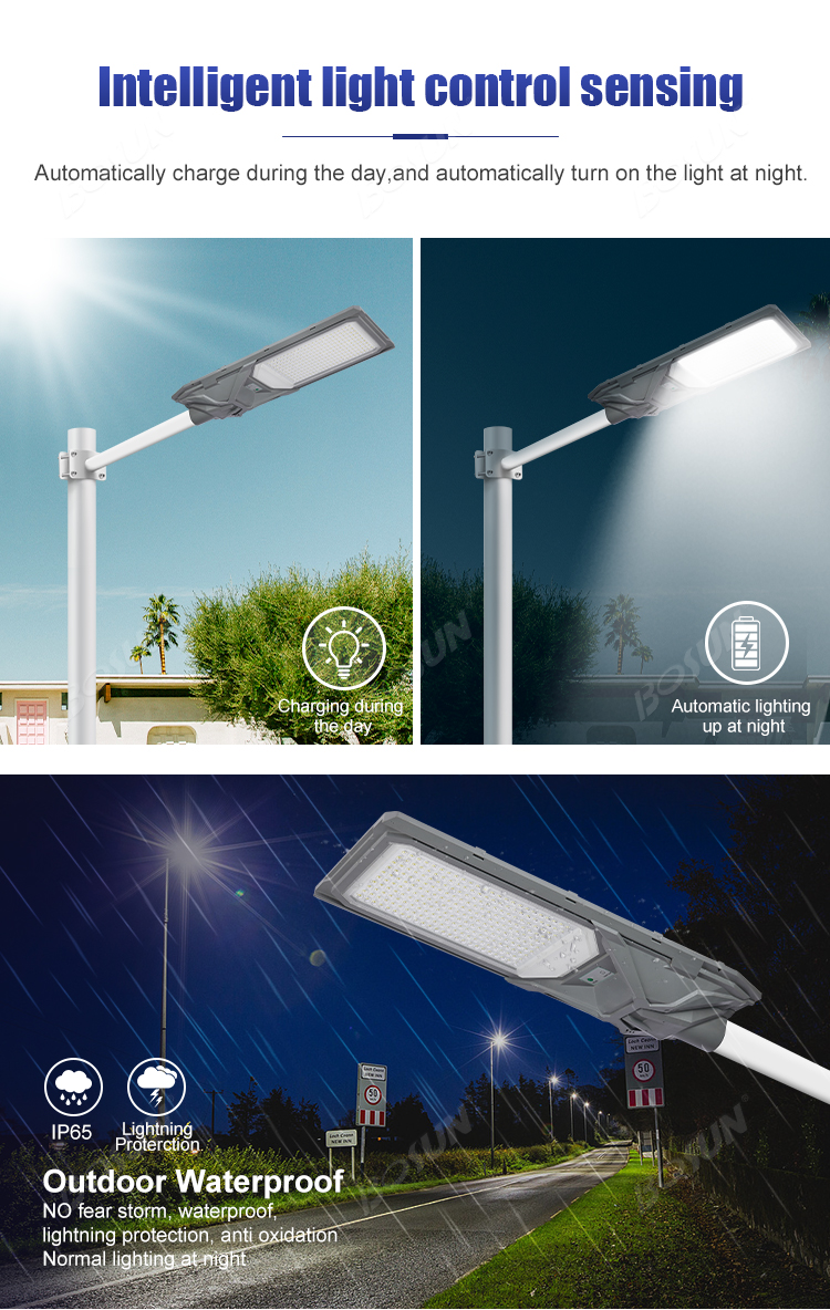 solar powered street light used in rural village road project