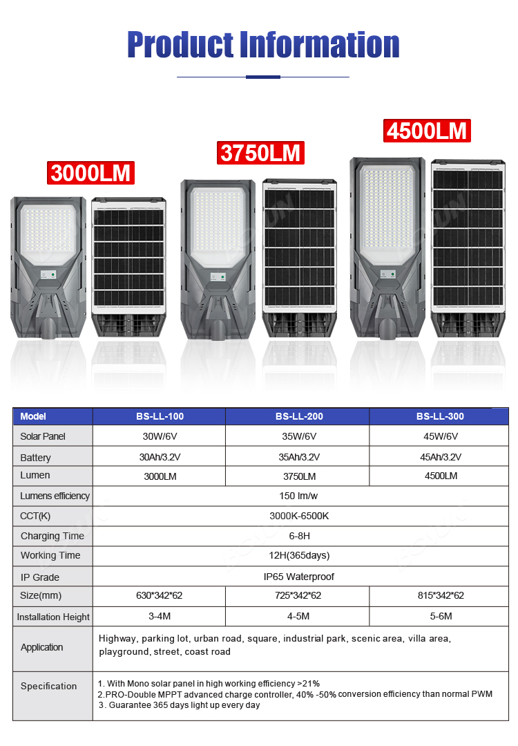all in one solar street light with MPPT controller and LiFePO4 battery