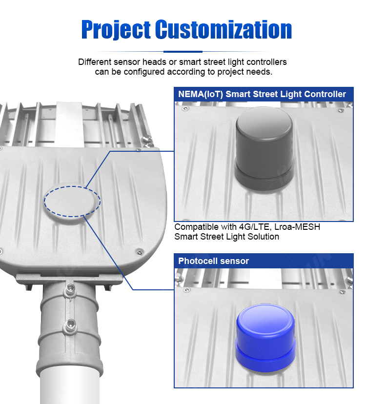 led street light project customization different sensor heads