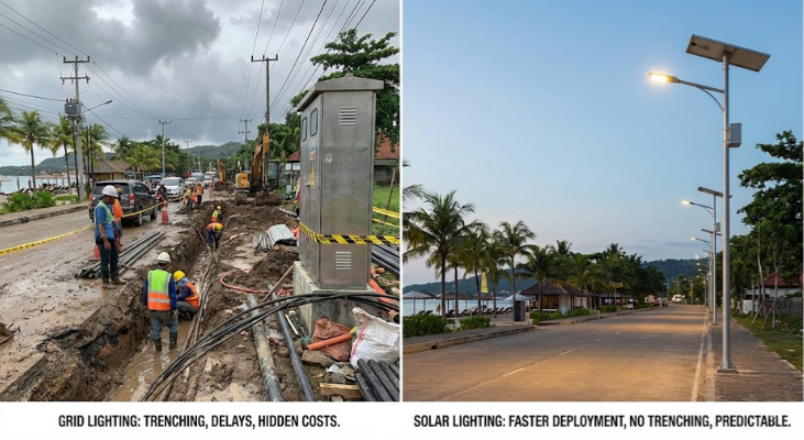 grid lighting:trenching, delays, hidden costs