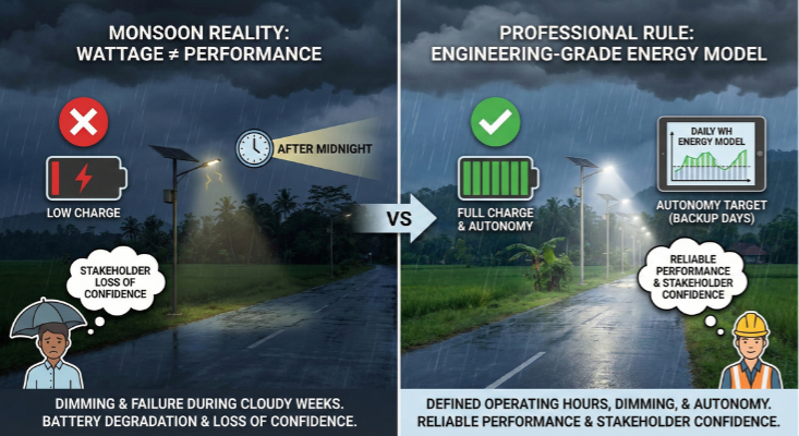 The brightness of streetlights is affected by many factors.