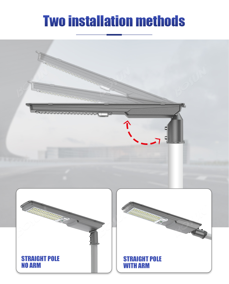 adjustable high lumen solar street light for urban city roads